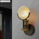 Vintage brass ribbed glass led wall lamp sconce for bedroom