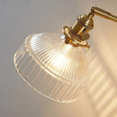 Vintage brass ribbed glass pull chain led wall lamp living room
