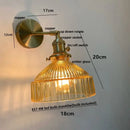 Vintage brass ribbed glass pull chain led wall lamp living room