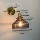 Vintage brass ribbed glass pull chain led wall lamp living room
