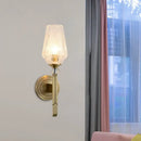 Vintage brass ribbed glass wall light – bedroom sconce fixture