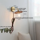 Vintage brass scalloped amber glass wall lamp bedroom light fixture