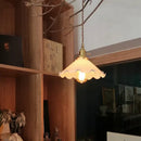 Vintage brass scalloped glass led pendant lamp bedroom lighting