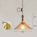 Vintage brass scalloped glass led pendant lamp bedroom lighting