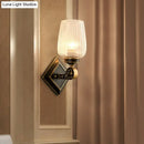 Vintage brass sconce with clear textured glass – living room light