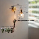 Vintage brass swing arm wall light fixture bedroom glass sconce