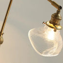 Vintage brass swing arm wall light fixture bedroom glass sconce