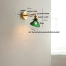 Vintage brass swing arm wall light fixture bedroom glass sconce
