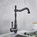 Vintage bronze & black kitchen sink faucet with 360 rotate spout