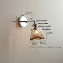 Vintage brushed nickel led wall light bedroom glass sconce