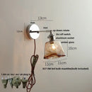 Vintage brushed nickel led wall light bedroom glass sconce