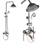 Vintage brushed nickel & white bathroom shower mixer faucet handshower
