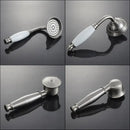 Vintage brushed nickel & white bathroom shower mixer faucet handshower