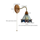 Vintage butterfly glass wall light bedroom copper arm pink & blue