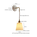Vintage ceramic and brass wall sconce – bedroom adjustable led light