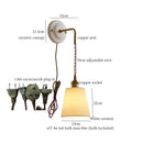 Vintage ceramic and brass wall sconce – bedroom adjustable led light