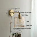 Vintage ceramic copper led wall light for bedroom with ruffled shade