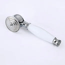 Vintage chrome and white ceramic shower hand holder bathroom accessory