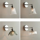 Vintage chrome clear glass wall sconce – bedroom pull chain light