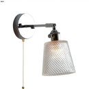 Vintage chrome clear glass wall sconce – bedroom pull chain light