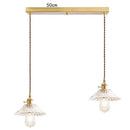 Vintage clear & red glass pendant light kitchen brass fixture
