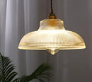 Vintage clear & red glass pendant light kitchen brass fixture