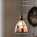 Vintage colorful glass tiffany pendant lamp dining room brass fixture