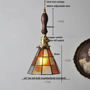 Vintage colorful glass tiffany pendant lamp dining room brass fixture