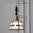 Vintage colorful glass tiffany pendant lamp dining room brass fixture