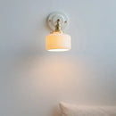 Vintage cream ribbed glass ceramic led wall lamp bedroom light