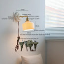 Vintage cream ribbed glass ceramic led wall lamp bedroom light