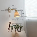 Vintage cream ribbed glass ceramic led wall lamp bedroom light