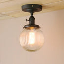 Vintage dark bronze ribbed glass globe semi flush mount ceiling light bedroom