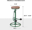 Antique Green Height Adjustable Bar Stool Set Of 2 With Bicycle Wheel Design