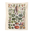 Vintage earth tone botanical plant chart tapestry kitchen wall art