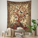 Vintage earthy flying bird tree tapestry bedroom wall hanging