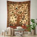 Vintage earthy flying bird tree tapestry bedroom wall hanging