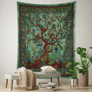 Vintage earthy flying bird tree tapestry bedroom wall hanging