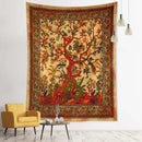 Vintage earthy flying bird tree tapestry bedroom wall hanging