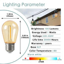 Vintage edison decorbites amber plastic bulbs 6-pack patio string light