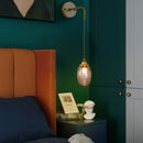 Vintage etched grey glass led wall lamp bedroom brass sconce