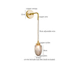 Vintage etched grey glass led wall lamp bedroom brass sconce