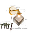 Vintage etched grey glass led wall lamp bedroom brass sconce