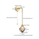 Vintage etched grey glass led wall lamp bedroom brass sconce