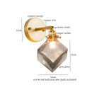 Vintage etched grey glass led wall lamp bedroom brass sconce