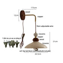 Vintage floral ceramic led wall light bedroom wood pull chain