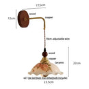 Vintage floral ceramic led wall light bedroom wood pull chain