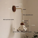 Vintage floral ceramic led wall light bedroom wood pull chain