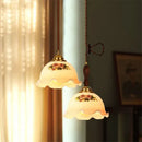 Vintage floral cracked glass pendant light living room set