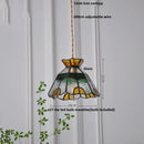 Vintage floral stained glass brass pendant lamp for dining room
